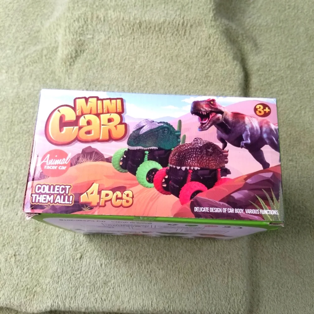 Mini Cars New Dinosaur Pull-Back Racer Inertia Friction Cars 4 Pieces